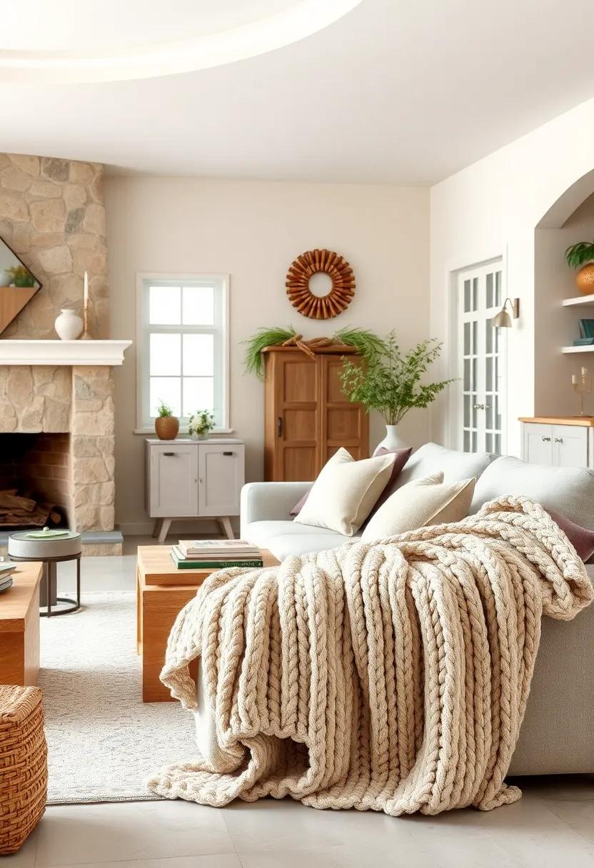 Chunky Knit Throw​ Blanket: ⁤Drape a chunky knit throw over your sofa to add texture and warmth,⁣ perfect ⁣for snuggling up with a good book on a chilly ​evening