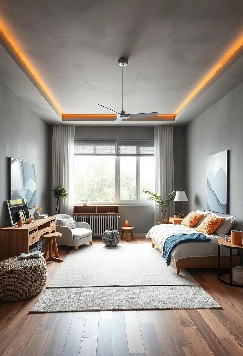 Grey Painted Ceiling:​ For a unique look, consider painting the ceiling in a soft grey to create ‌a cozy, cocoon-like atmosphere