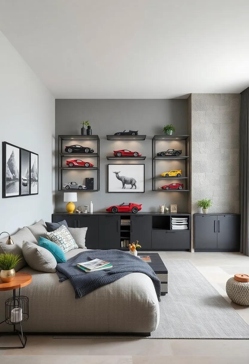 Special ⁤Collections Display:⁤ Showcase‌ their unique collections, ⁤like toy cars or action ‍figures, in ‌creatively arranged grey ⁢displays