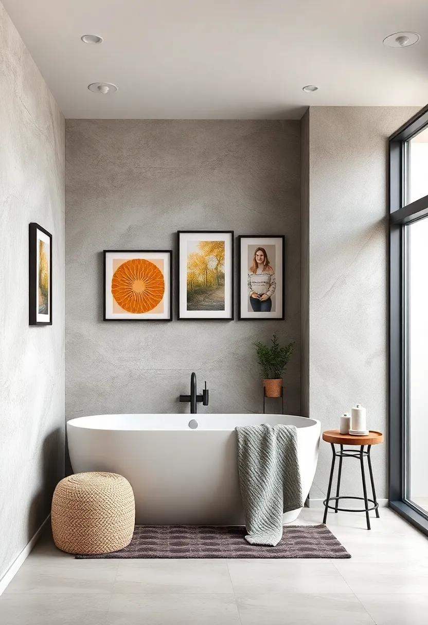 Artful Arrangements: Display art or personal photographs along bathroom walls to express individuality and personal style
