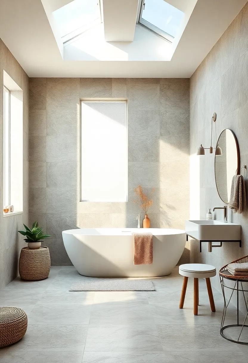 Natural Light Embrace: Large ⁢windows or skylights invite soft,‌ natural⁣ light⁢ to dance on the walls, enhancing the airy​ feel of your bathroom