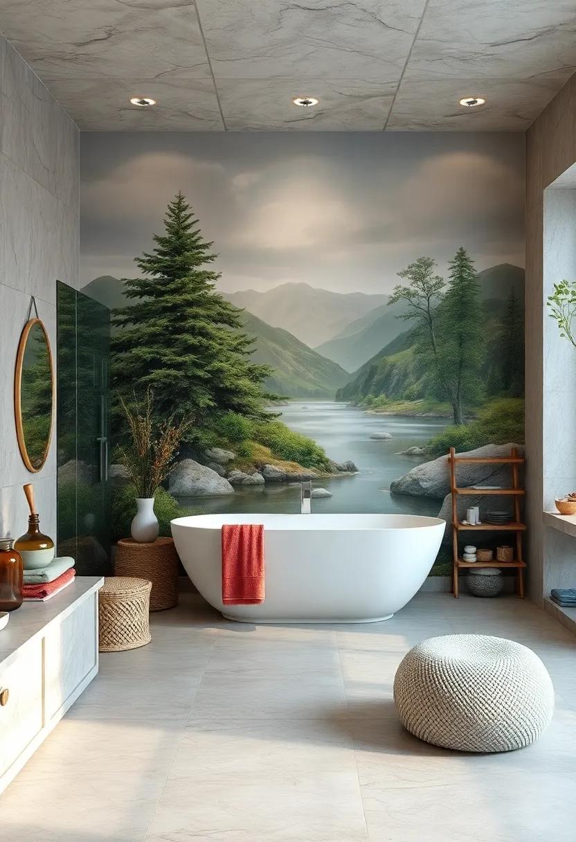 Nature-Inspired Murals: Hand-painted murals depicting serene landscapes add a unique focal point,⁤ blending indoor and outdoor aesthetics