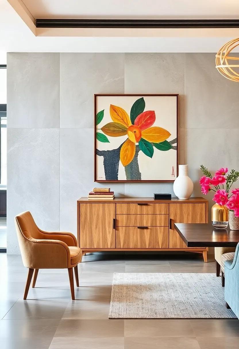 Eclectic Mix: Combine​ different ‍styles by placing a vintage sideboard next to contemporary art, creating ​an intriguing juxtaposition that ⁣sparks conversation