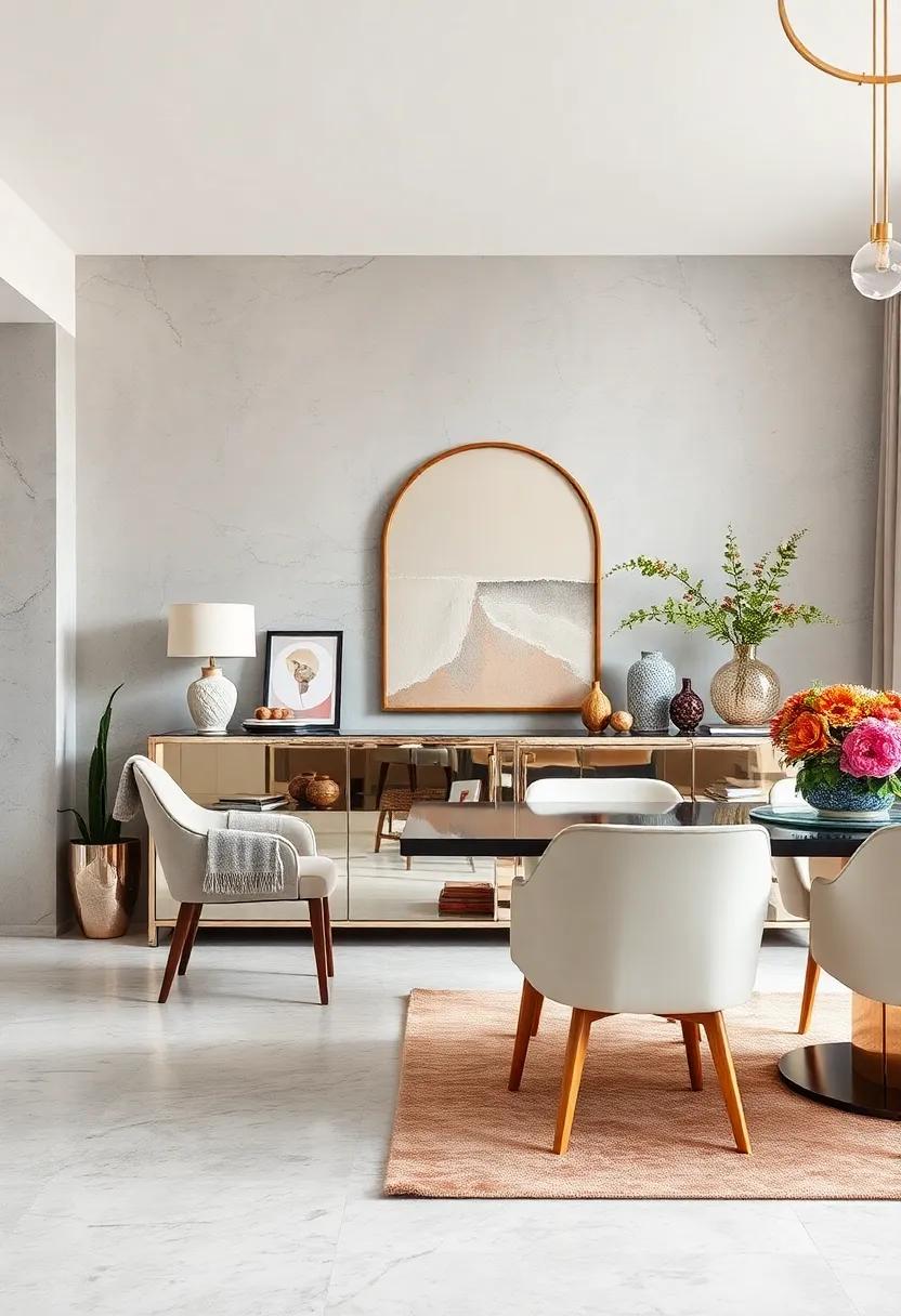 Reflective ⁣Surfaces: A mirrored buffet can make a small dining room feel larger,​ bouncing light around the⁣ space ‍for a bright and airy atmosphere