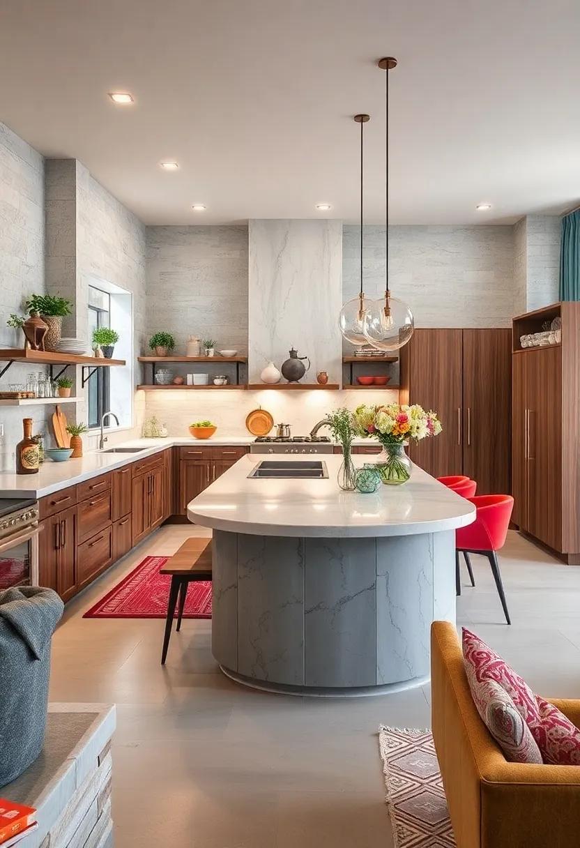 Experimental Shapes: ⁢select unusual cabinet ​shapes or⁣ curved islands that disrupt the traditional⁣ linear kitchen layout