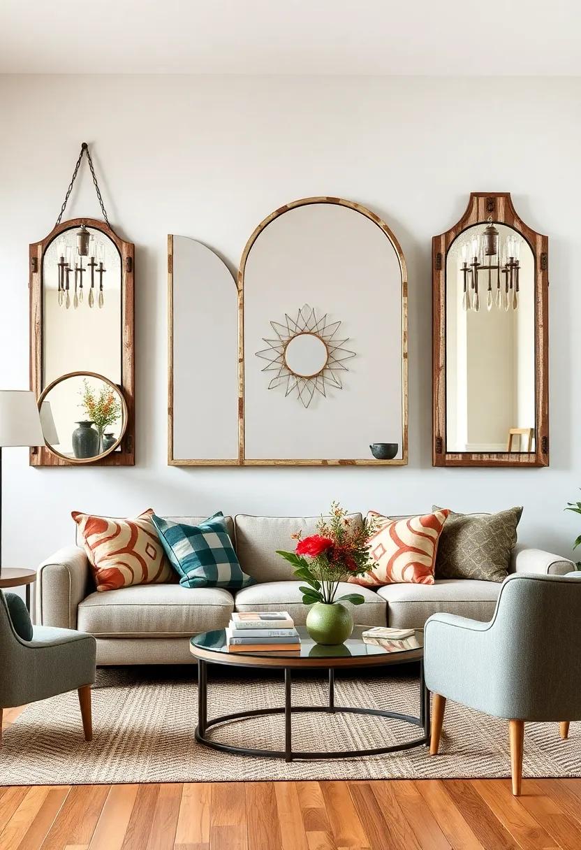 rustic ‌mirrors: Use distressed‍ or vintage‍ mirrors ‍to reflect light and ⁤make ⁤your living room feel more spacious while adding a‍ touch of⁣ elegance
