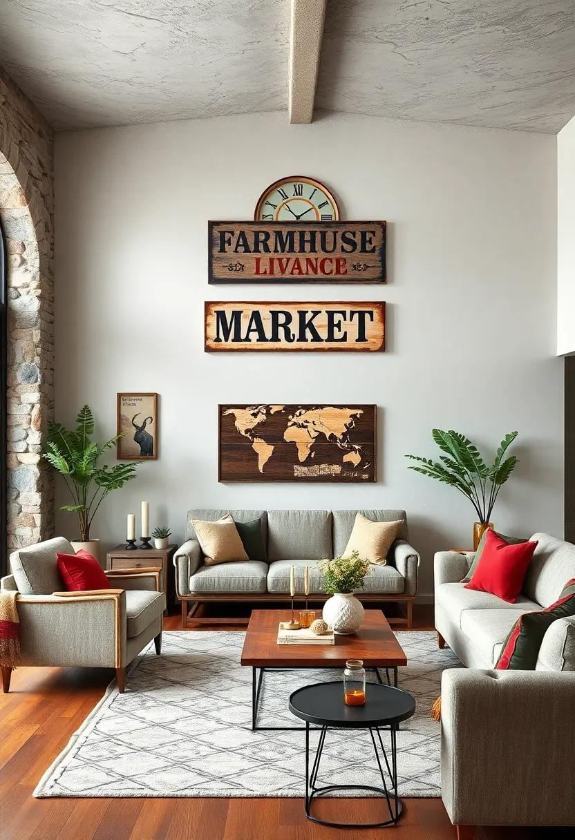 Vintage signage: ⁤Incorporate old barn or market signs‌ to celebrate your love for ⁣rural life while​ adding a ⁣touch of nostalgia to ​your living space