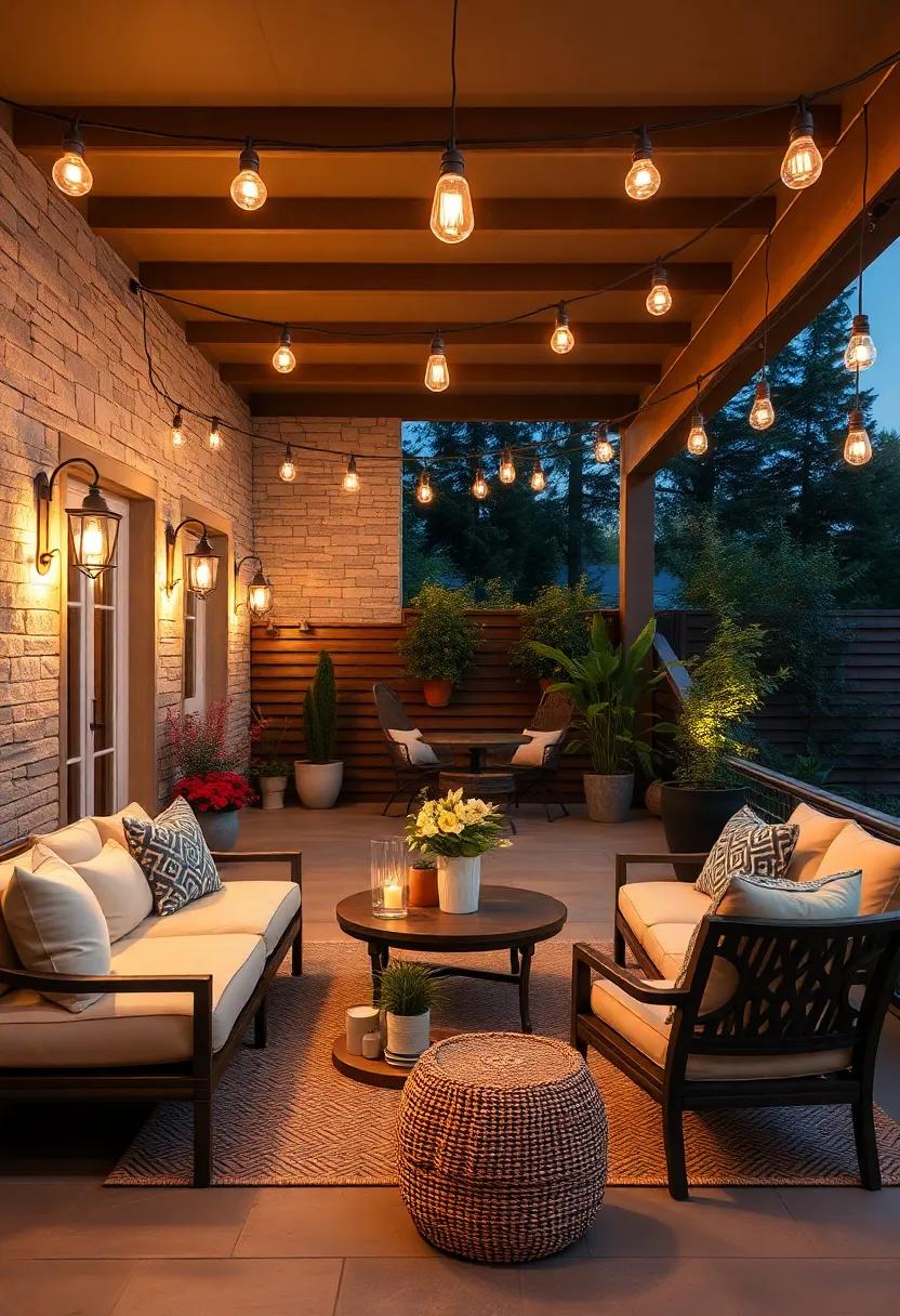 Decorative String bulbs: incorporate vintage-inspired bulb strings to give your patio a rustic yet chic look, perfect for casual outdoor dining