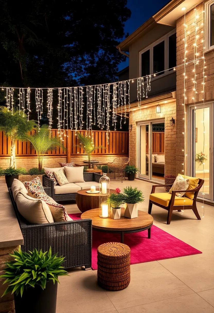 Cascading Fairy Lights: Create a fairy-tale ambiance with cascading fairy lights that add magic and enchantment to your garden or patio area