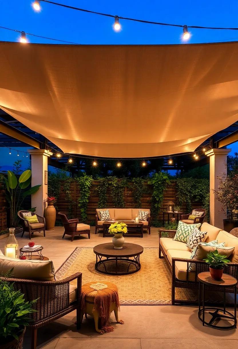 Unique Table Lanterns: Opt for artistic table lanterns that bring character to your dining setup while offering gentle illumination for meals under the night sky