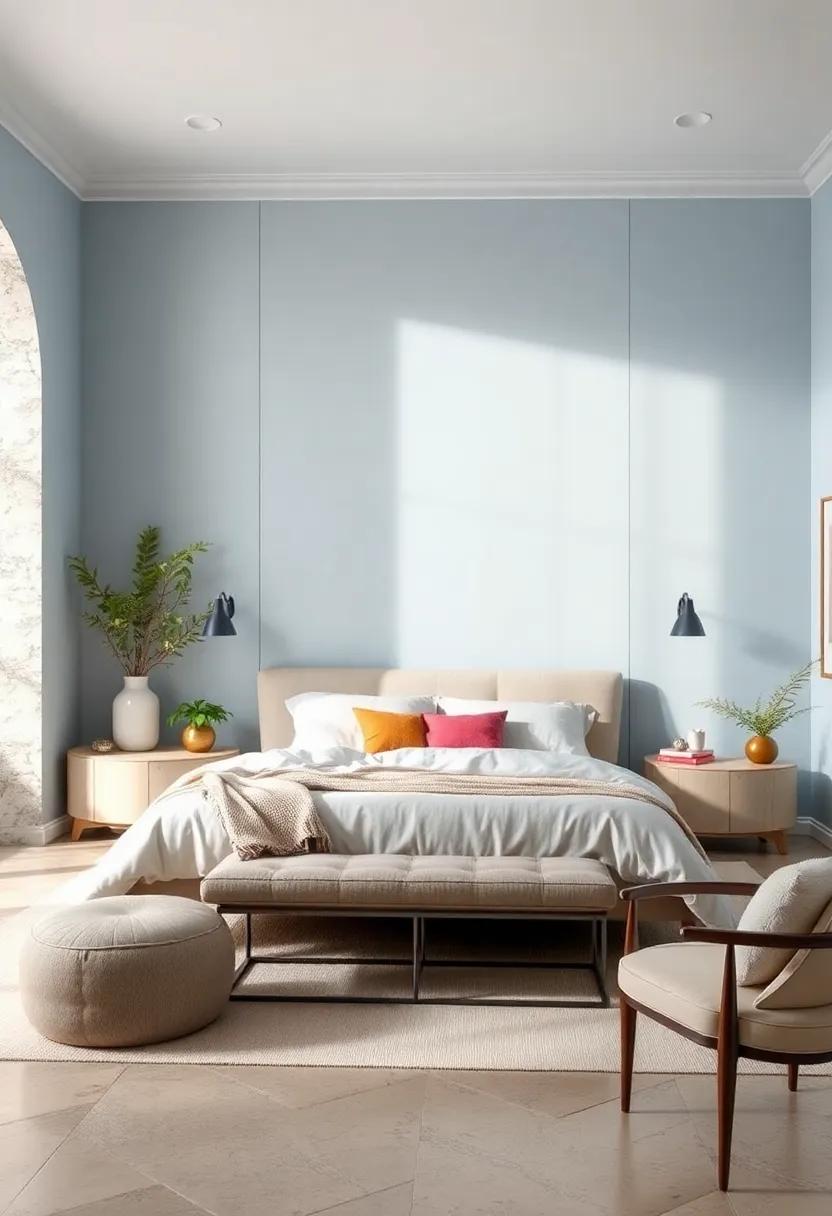 Pale powder Blue: ​Evoke‍ the serene sky with pale powder blue, a gentle color that encourages restful sleep and brightens the room