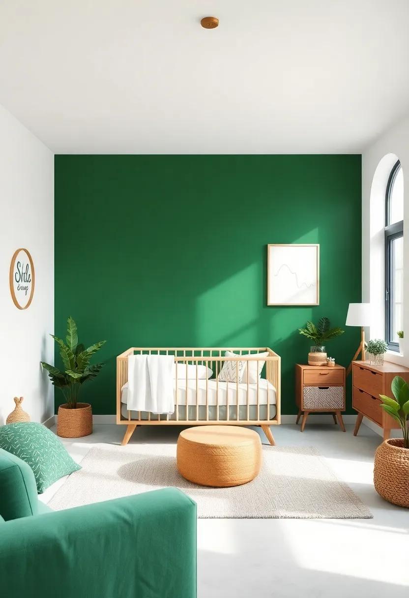 Bunting​ Banner: Design a charming bunting banner with ‌alternating white ⁣and forest ‍green‍ triangles⁢ to add a festive touch ‍above the crib