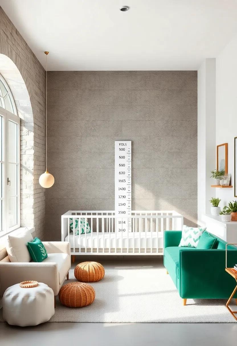 DIY ​Growth Chart: Create a personalized ⁤growth chart using a ⁢simple white board with forest green lettering, tracking milestones⁢ over time