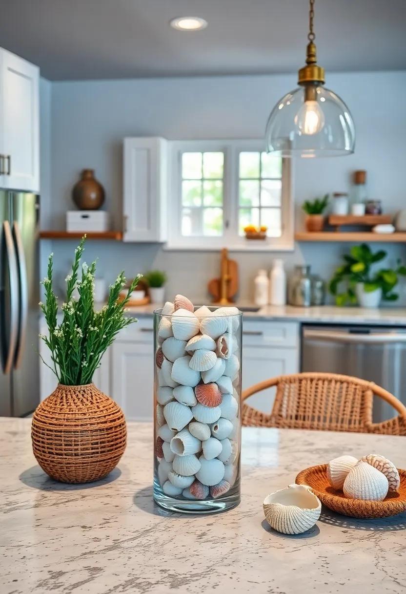 Create⁢ a Shell ‍Collection Display: ⁤Showcase unique seashells in​ a⁢ clear‌ glass container ⁤as a⁤ chic and simple ‍focal point