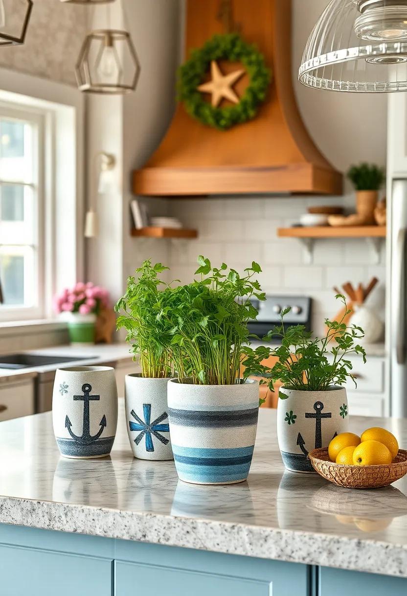 Grow Herbs in Nautical‍ Pots: Plant‍ fresh herbs in ‌pots painted‌ with beach motifs to bring​ both color and functionality⁣ to ⁣your kitchen
