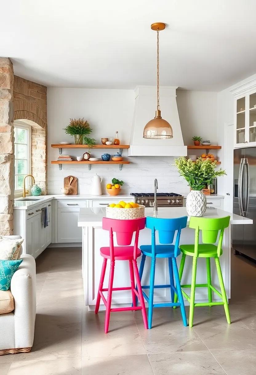 Integrate Colorful Bar Stools: Add bright,whimsical bar⁣ stools to ​your kitchen island ​for a ⁤playful pop⁣ that ⁤channels beach ⁤shacks and seaside eateries