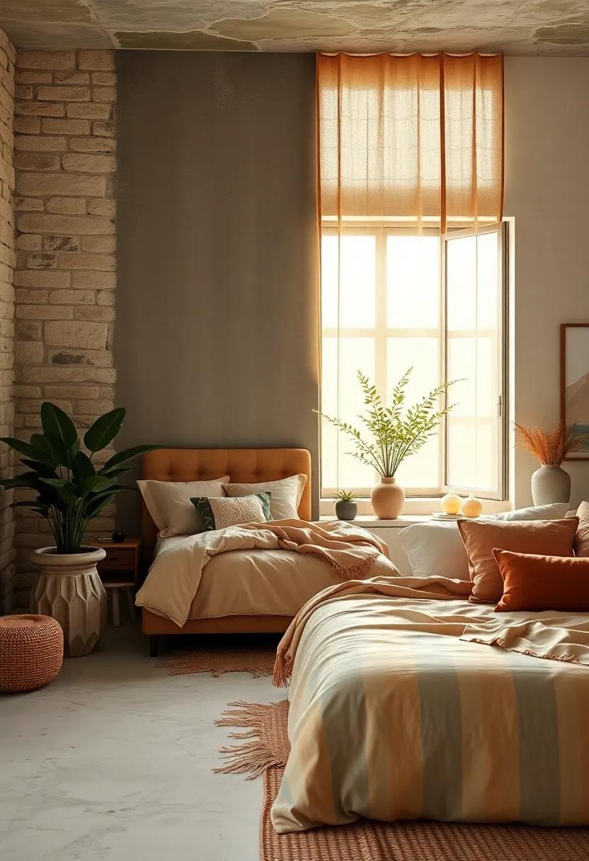 Embrace Earthy Tones: Incorporate warm browns, soft greens, and muted terracotta to bring a grounding energy to your bedroom