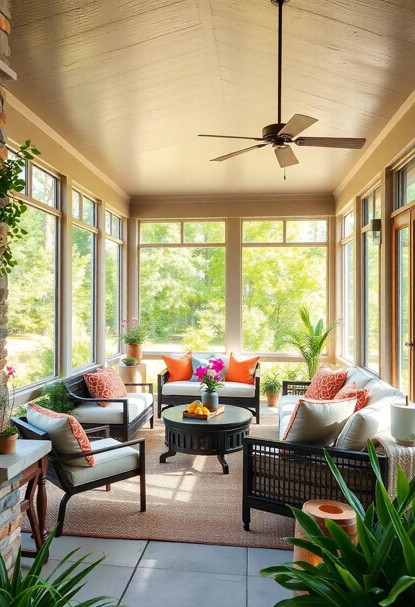 embrace ⁤Natural Light ​with Large Windows: ⁣Use expansive windows to flood ⁤your screened porch‍ with natural⁣ light, creating a warm and inviting atmosphere