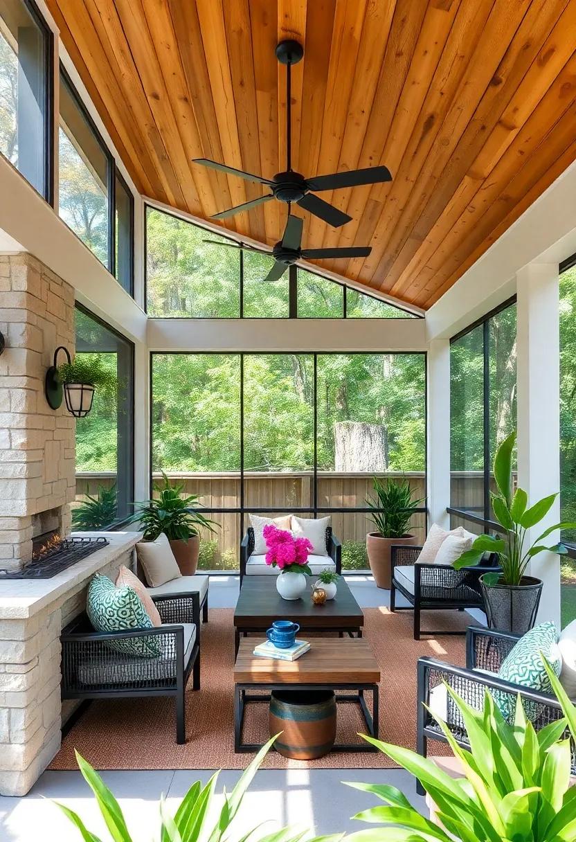 Install a Wooden Ceiling: Opt for a natural‌ wood ‌ceiling that adds warmth‍ and‍ texture, helping⁣ to connect the porch with the outdoors