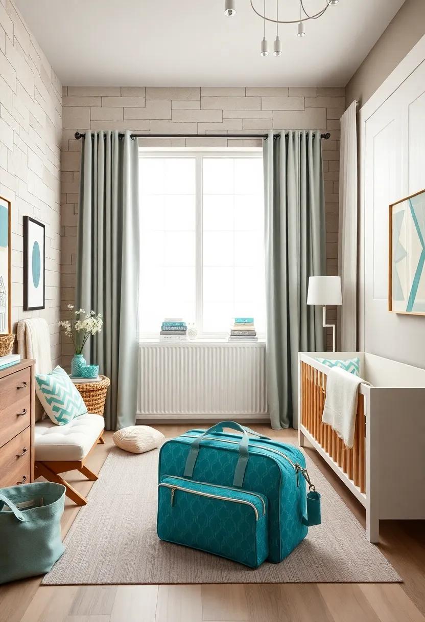 Baby⁤ Gear in ‍Style: Look for diaper bags and baby gear in coordinating teal‌ patterns and ⁣beige materials that match‌ your nursery aesthetic
