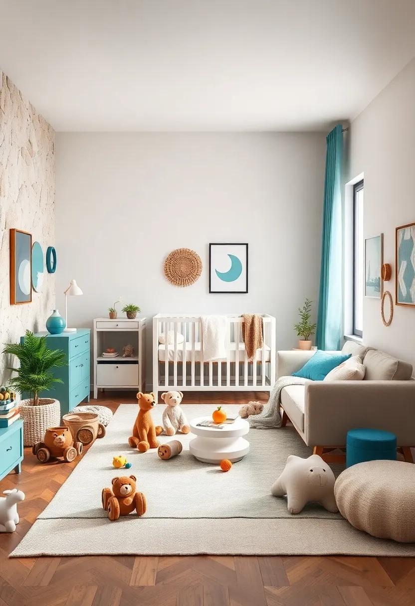 Color-Coordinated ​Toys: Select toys‌ in shades of teal and ‌beige, making them‍ not only⁣ fun for playtime but also an ​attractive addition to your⁤ nursery layout