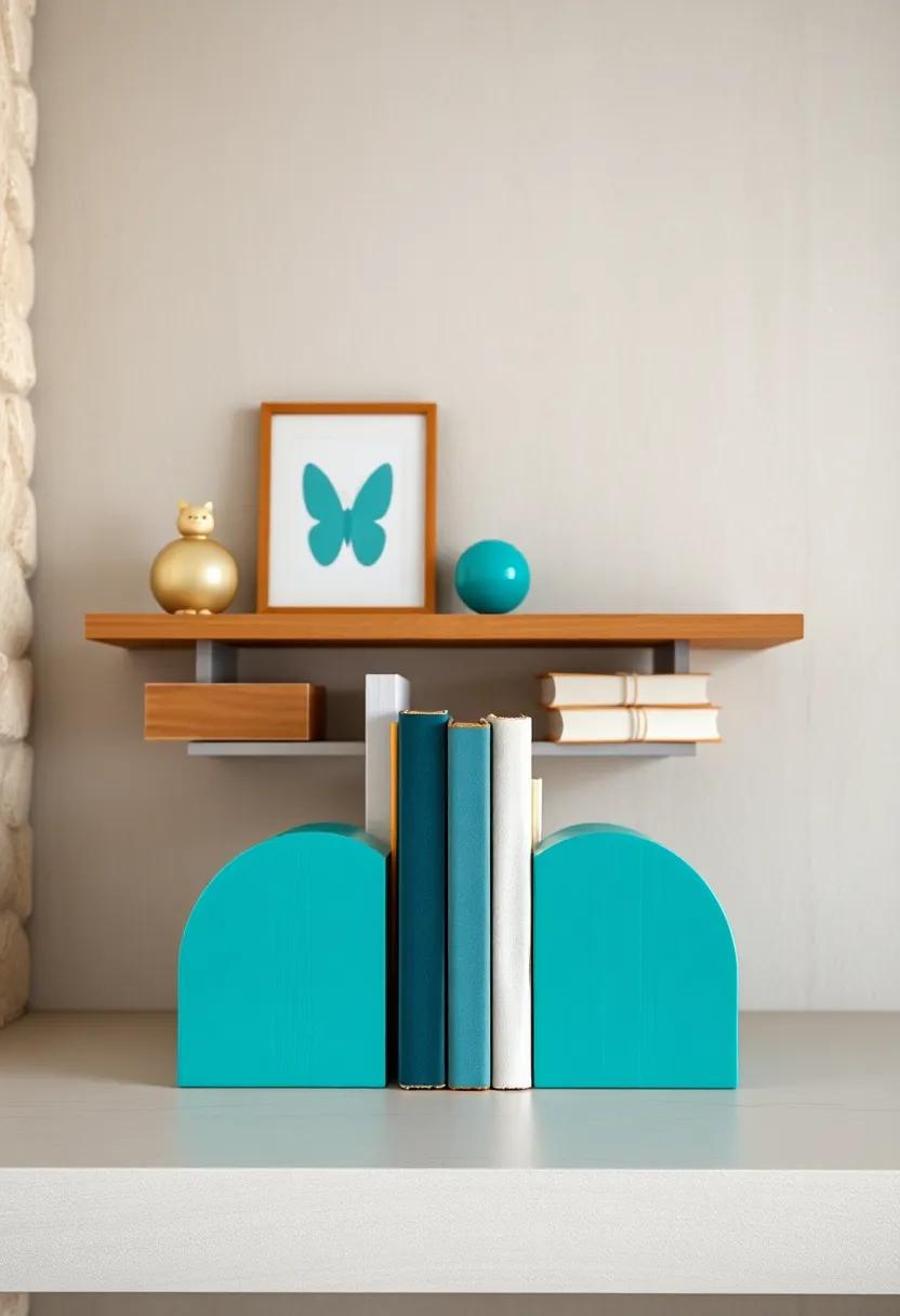 Colorful Bookends: Choose fun bookends in⁣ teal to keep baby‍ books organized on a shelf while adding a playful vibe to the reading nook
