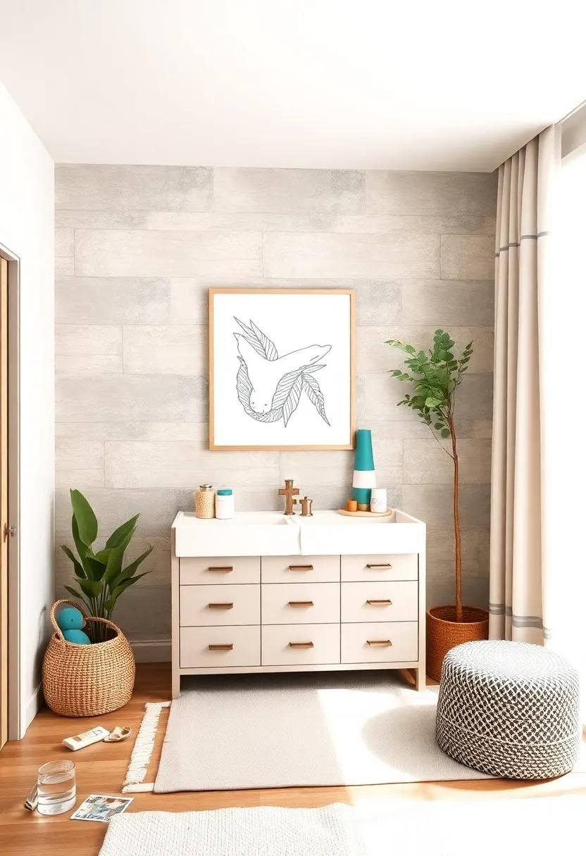 Cozy Changing ⁣Area: Design a ‍changing station with soft beige changing pads and teal accents,⁣ ensuring comfort for both you and your baby during diaper changes