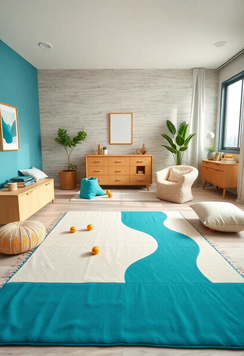 Functional Play Mat: Choose a stylish play mat in teal and beige that brings comfort and vibrancy to your baby's playtime while being easy to clean