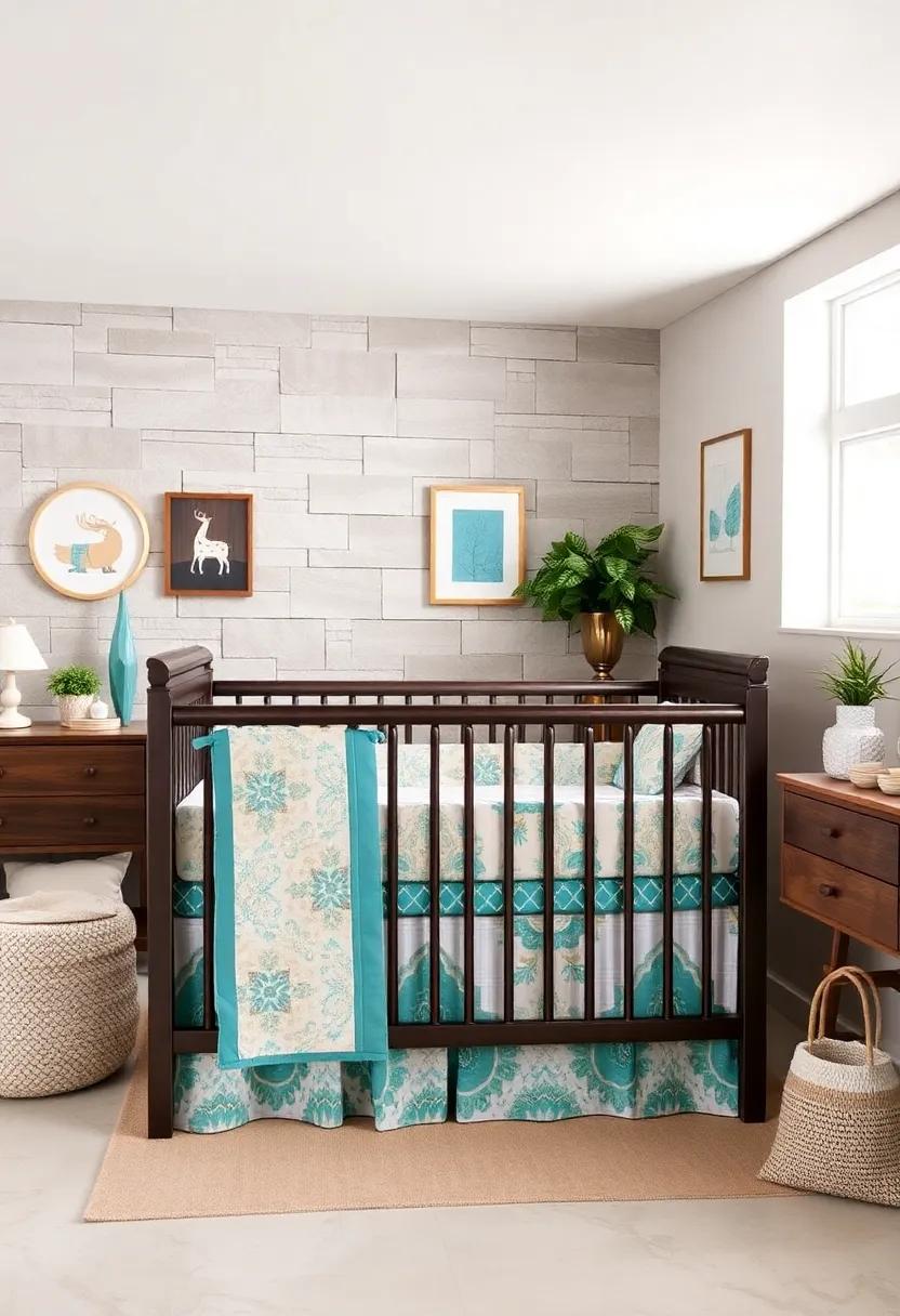 Versatile⁤ Crib ​Bedding: Opt for‌ crib⁢ bedding⁤ that ⁢features a mix of teal patterns and beige solids,⁤ offering both style and comfort for your little one's sleep ‌space