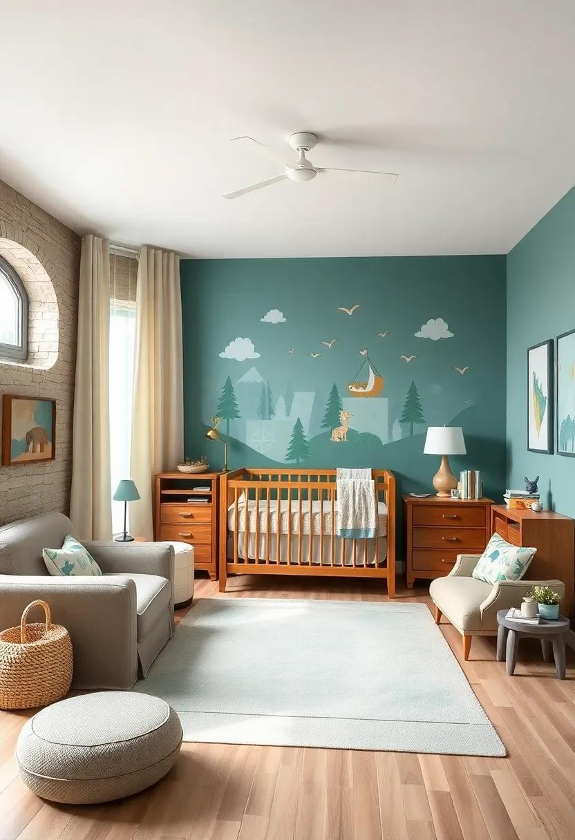 Whimsical Wall Decals: Use removable ‍wall decals in teal and ⁢beige ‌to add charming⁣ scenes or characters without committing to paint