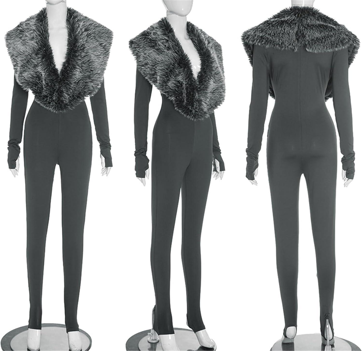 Women's Faux Fur Bodycon Jumpsuit we wore‍ it‍ on nights out