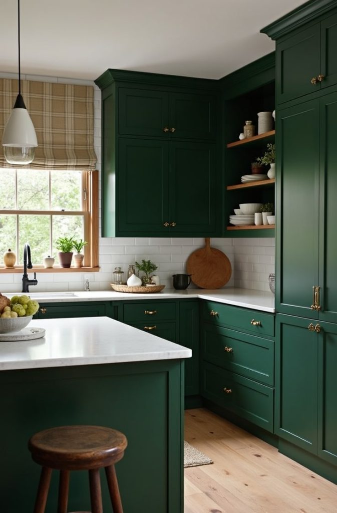 Moody Forest Green Cabinets
