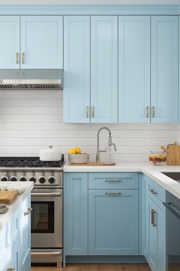 Powder blue Kitchen Ideas for a Light Retro Feel
