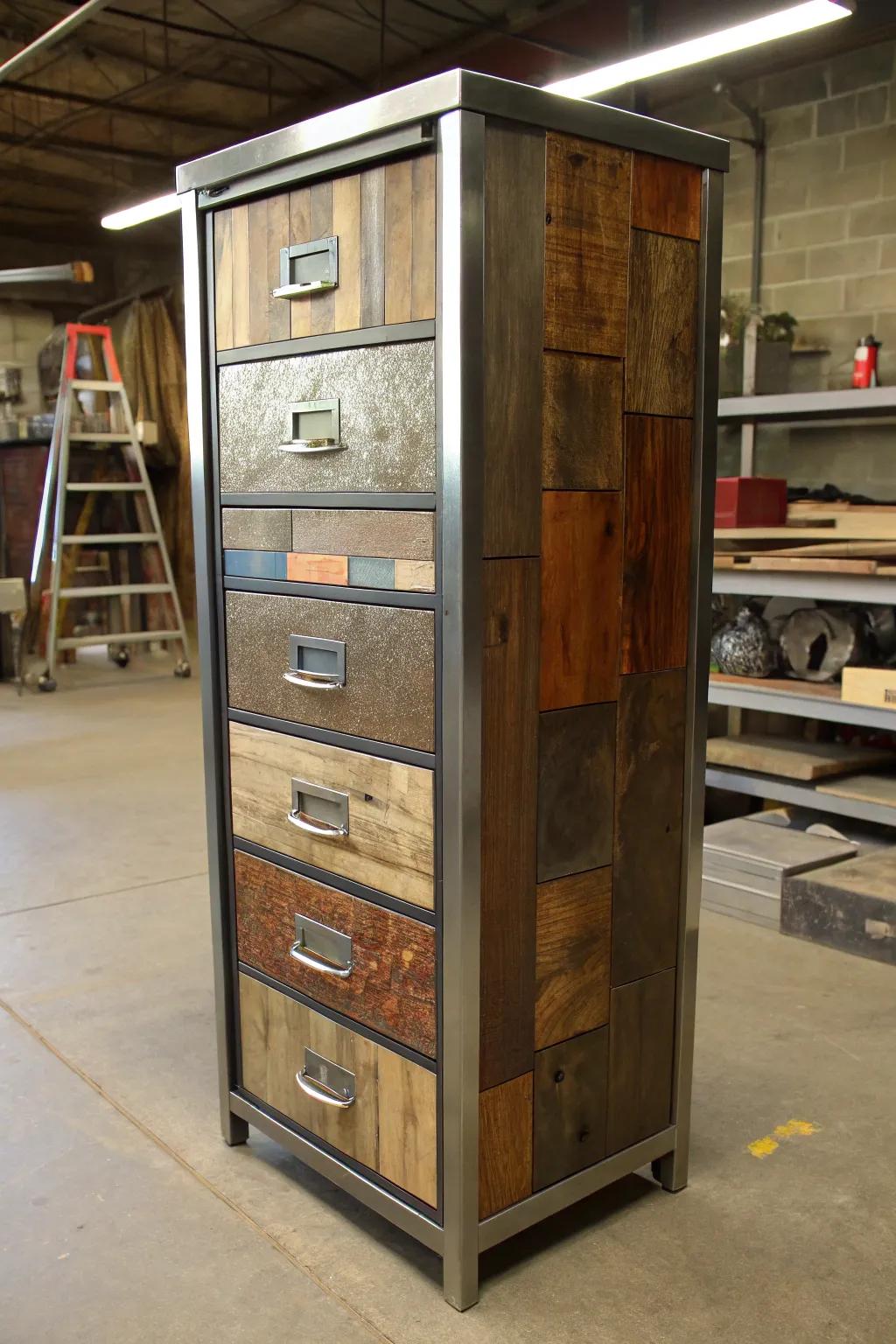 Create an eco-conscious filing cabinet makeover using reclaimed wood and sustainable finishes.