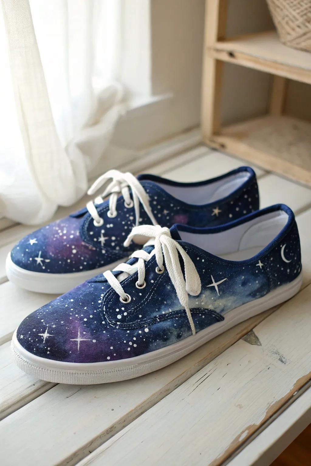 Step into the cosmos with your own DIY galaxy shoes and let your creativity shine.