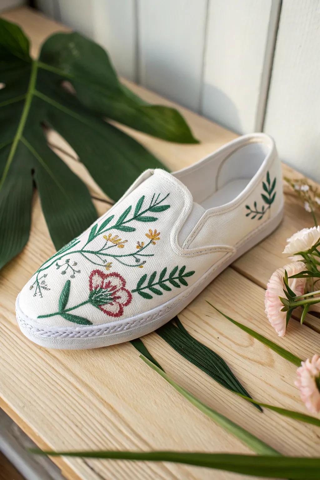 Step into nature⁤ with these beautifully embroidered canvas shoes, where simplicity meets artistry.