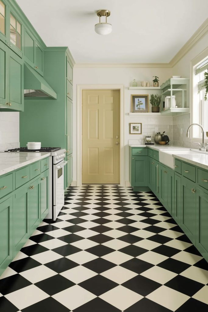 Pastel Green Kitchen Decor with Vintage Details