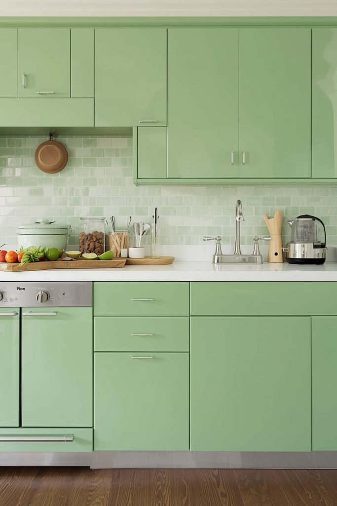 Old-Fashioned Green Kitchen with Farmhouse Style