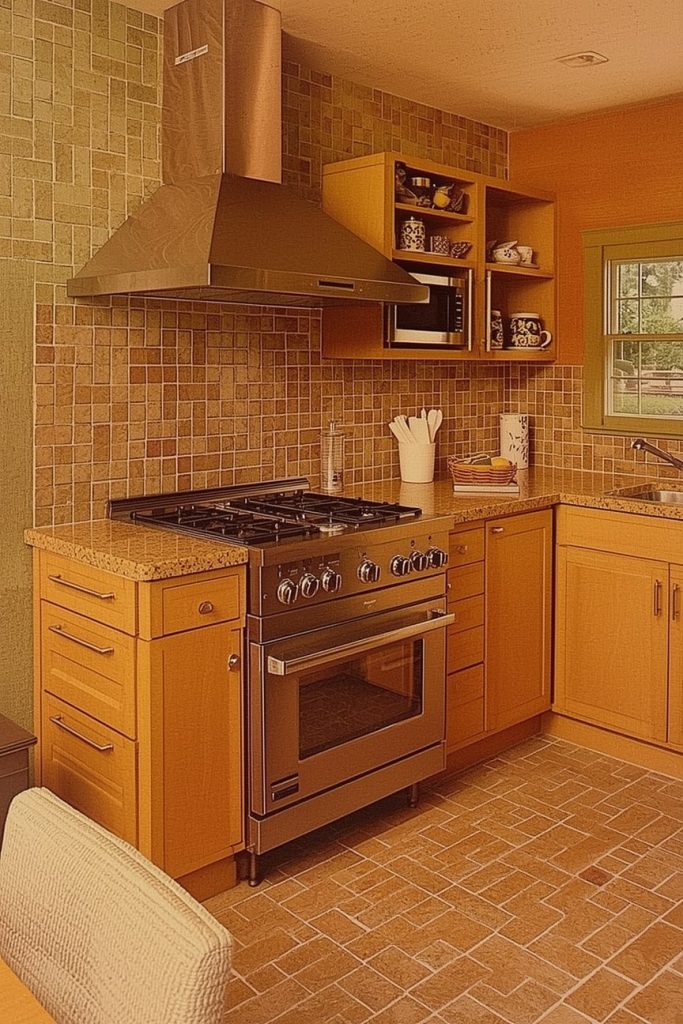 Modernized 70s Kitchen With Retro-Modern Balance