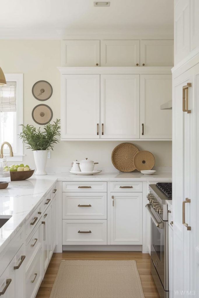   Cream Flooring with White Cabinets