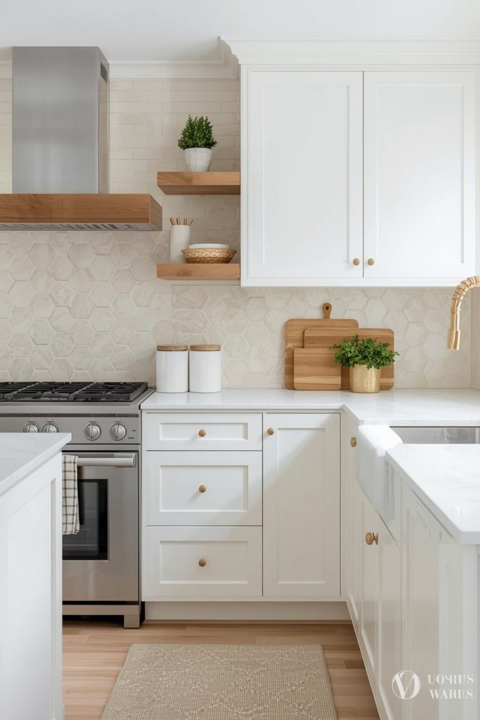 Cream Accents in a White Kitchen