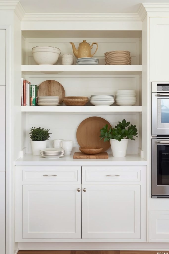 Cream Backsplash Tiles with White Cabinets