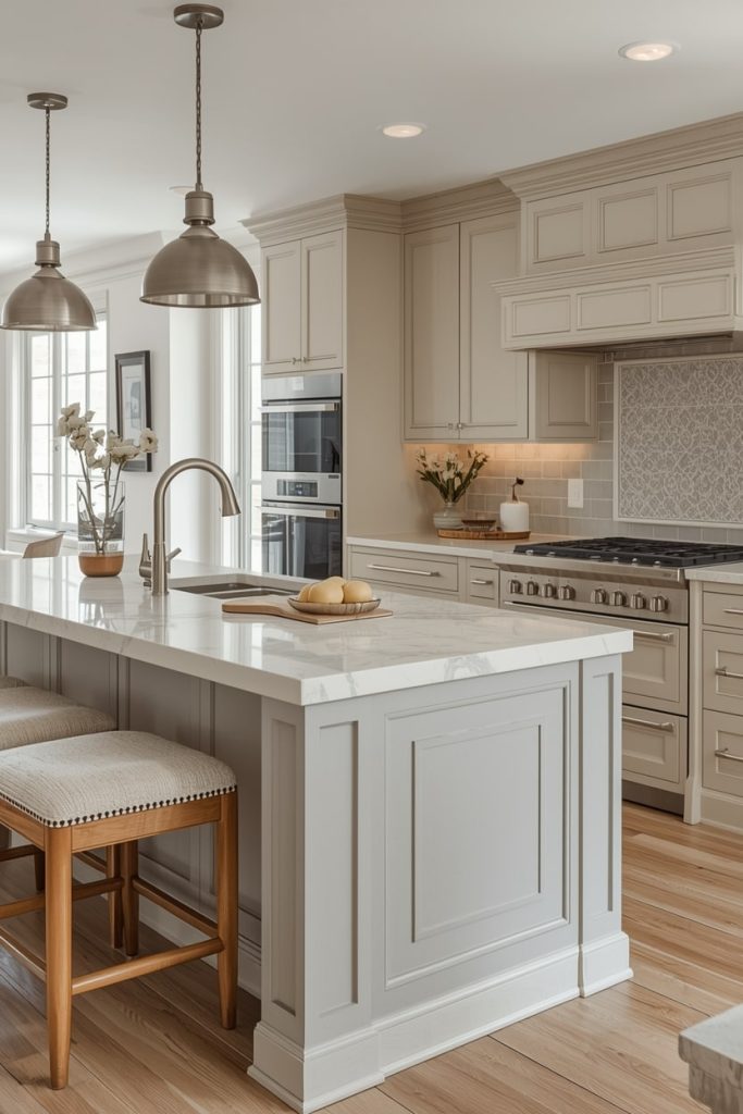 Soft Grey Walls Paired With Cream Accents