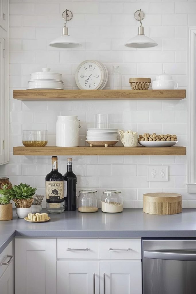 Farmhouse Kitchen Counter Styling with Warm Accents