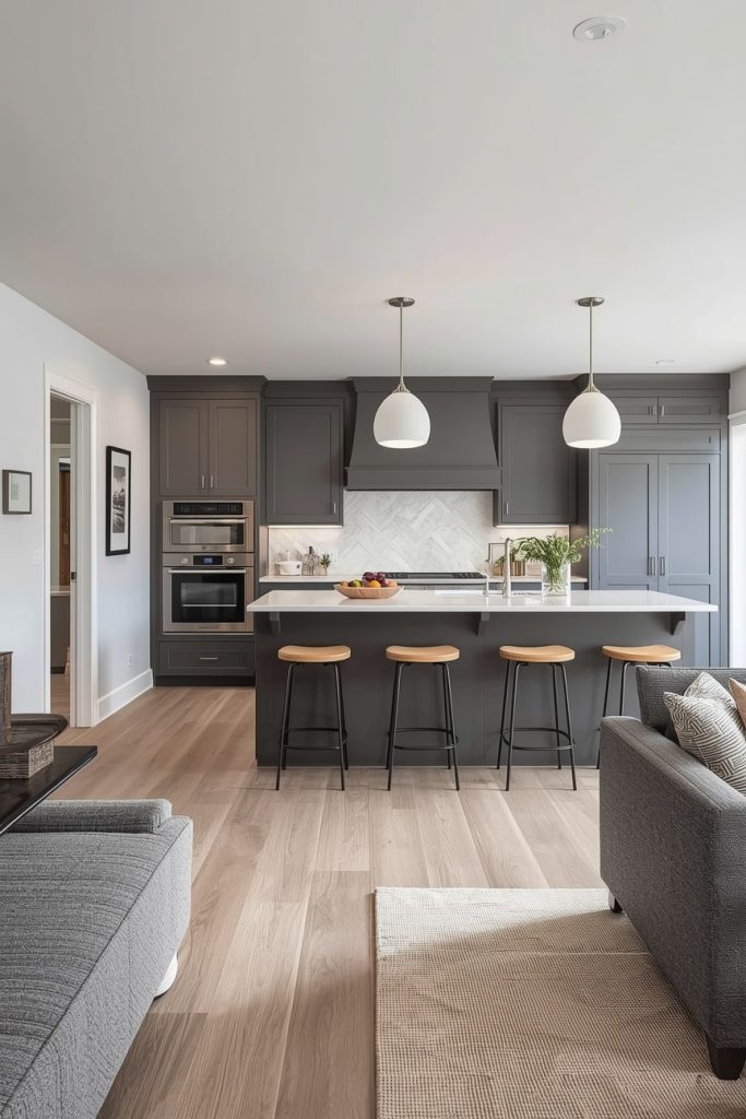 Open Concept Gray Kitchen
