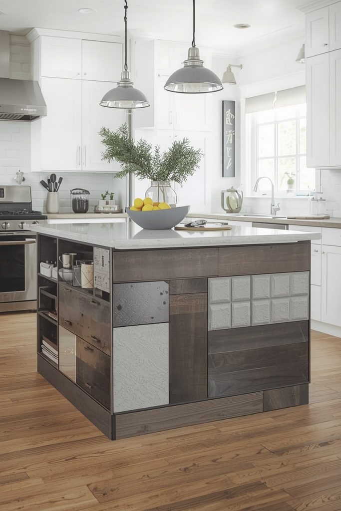 Decorative Kitchen Island Back Panel with Tile