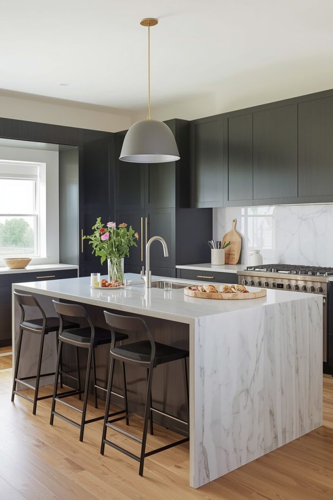   L-Shaped Island with Sink for Large Kitchens