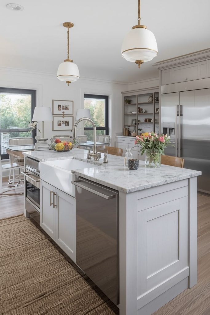 Multi-Level Island with Sink and Seating