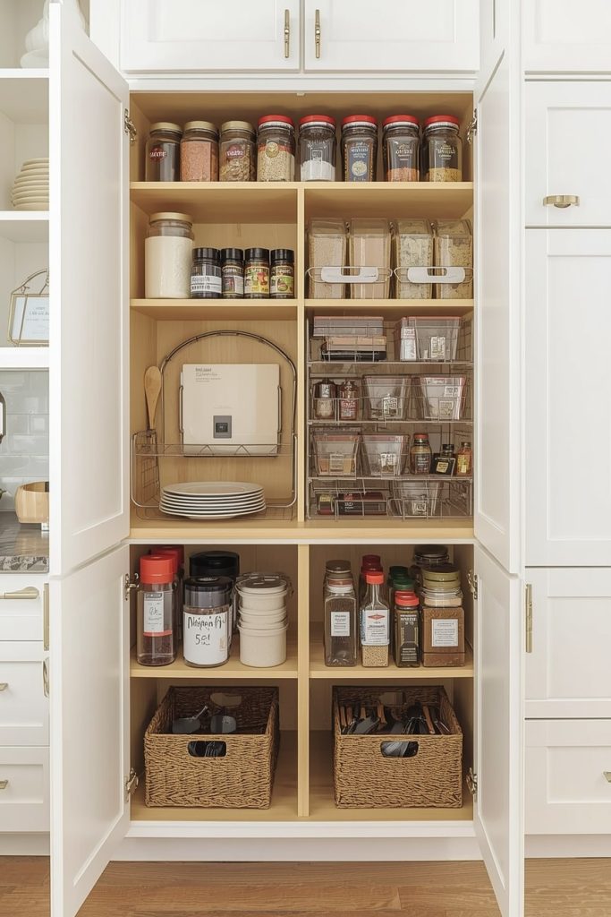 Combine Open Shelves with Closed Cabinets