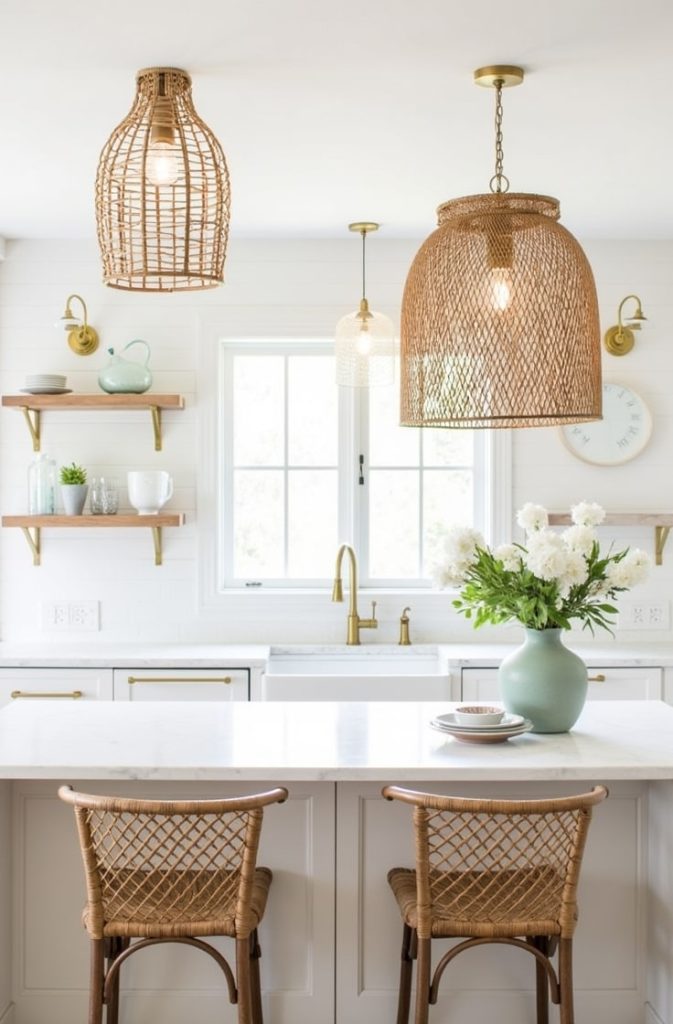   Add Woven Pendant Lighting for Boho Elegance